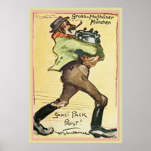 Mathaser Brewery Duitsland Briefkaart 1918 Poster (Voorkant)