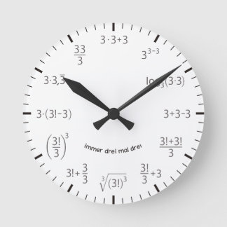 Mathe Wanduhr Drei mal Drei Ronde Klok