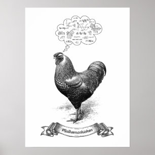 Mathemachicken Funny Wiskunde Chicken Pun Joke Poster