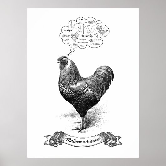 Mathemachicken Funny Wiskunde Chicken Pun Joke Poster (Voorkant)