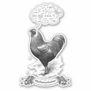 Mathemachicken Funny Wiskunde Chicken Pun Joke Sticker