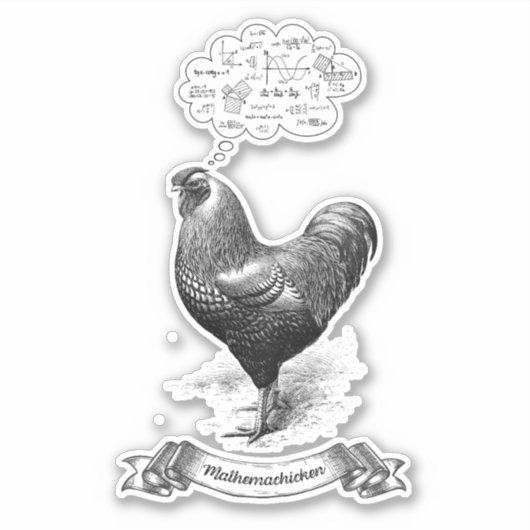 Mathemachicken Funny Wiskunde Chicken Pun Joke Sticker (Voorkant)