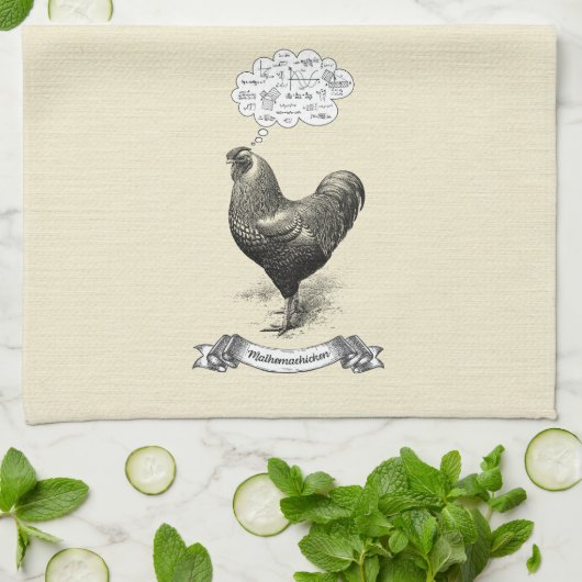 Mathemachicken Funny Wiskunde Chicken Pun Joke Theedoek (Gevouwen)