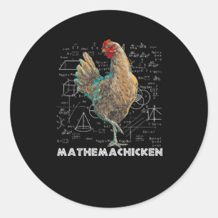 Mathemachicken Ik hou van Chicken Funny Wiskunde L Ronde Sticker