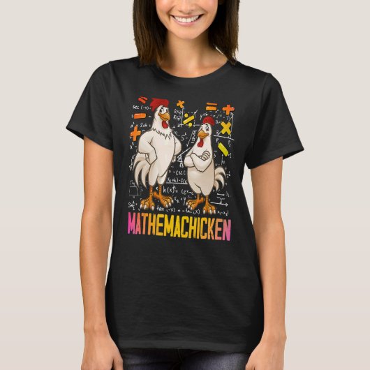 Mathemachicken Wiskunde Chicken Teachers T-shirt (Voorkant)