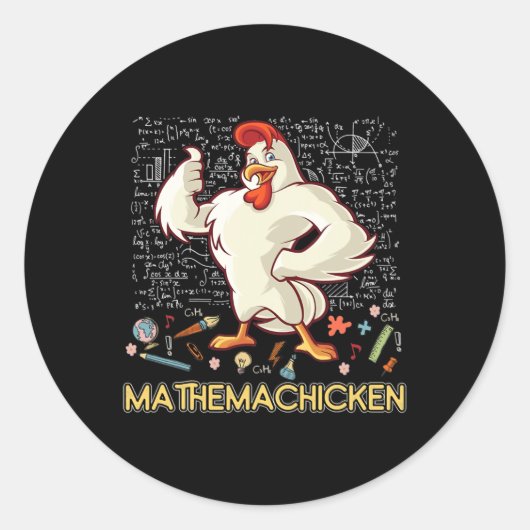 Mathemachicken Wiskunde Lover Funny Chicken Ronde Sticker (Voorkant)