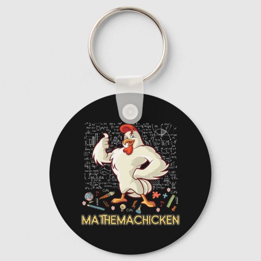 Mathemachicken Wiskunde Lover Funny Chicken Sleutelhanger (Voorkant)