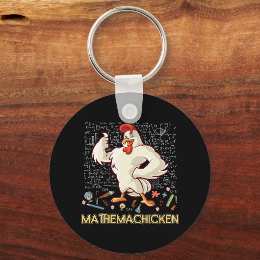 Mathemachicken Wiskunde Lover Funny Chicken Sleutelhanger (Voorkant)