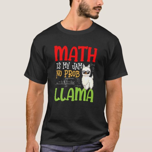 Mathematica Llama Alpaca Wiskunde is mijn jam Geen T-shirt (Voorkant)