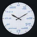 Mathematical Equations Clock Grote Klok<br><div class="desc">A één wiskundige grafiekvergelijkingen paper decorative wall clock. A great addition to any home,  school or office. Also makes a great gift idea for any teacher or focus.</div>