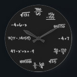 Mathematics Chalkboard Clock - Mathematician Grote Klok<br><div class="desc">Perfect clock for math student,  teachers,  engineers,  fysicists,  doctors,  dentists,  or anyone who just likes a creative chalkboard-like clock</div>