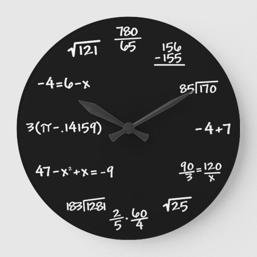 Mathematics Chalkboard Clock - Mathematician Grote Klok (Voorkant)