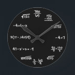 Mathematics Chalkboard Clock - Mathematician Ronde Klok<br><div class="desc">Perfect clock for math student,  teachers,  engineers,  fysicists,  doctors,  dentists,  or anyone who just likes a creative chalkboard-like clock</div>