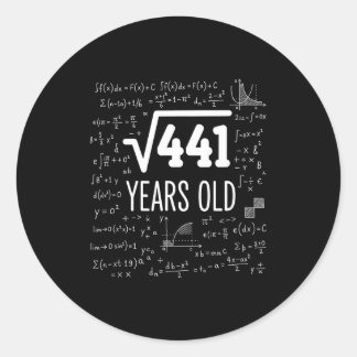Mathematics Square Root 441 Years Old, Clever Math Ronde Sticker