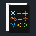 Mathematics Wiskunde Symbol Wiskunde Briefkaart<br><div class="desc">Wiskunde Wiskunde Symbool Wiskunde Briefkaart origineel ontwerp van Nisha Prabhu. Maak kennis met ons levendige "Wiskunde Symbol Mathematics"-briefkaart - een perfecte mix van kleurrijke creativiteit en wiskundige charme! Dit opvallende ontwerp is voorzien van een reeks krachtige wiskunde-symbolen, allemaal geplaatst tegen een verbluffende achtergrond van zwarte kleur. Of je nu een...</div>