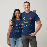 Mathematics Wiskunde Symbol Wiskunde T-shirt<br><div class="desc">Mathematics Wiskunde Symbol Wiskunde T-Shirt origineel ontwerp van Nisha Prabhu. Laat je innerlijke wiskundige los met ons Vibrant Wiskunde Symbols T-Shirt! Dit leuke en stijlvolle t-shirt barst van de kleur en beschikt over een opvallende reeks wiskundige symbolen die een pop aan persoonlijkheid toevoegen aan elke outfit. Of je nu een...</div>