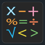Mathematics Wiskunde Symbol Wiskunde Vierkante Sticker<br><div class="desc">Mathematics Wiskunde Symbol Wiskunde Square Sticker origineel ontwerp van Nisha Prabhu. Verhoog uw liefde voor wiskunde met onze opvallende Wiskunde Symbol Square Sticker! Deze sticker is ideaal voor zowel studenten, docenten als liefhebbers van wiskunde en toont een levendig ontwerp met een reeks iconische wiskunde-symbolen. Plak het op je notitieboeken, laptops...</div>