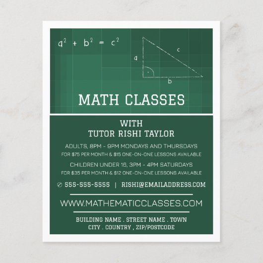 Mathematisch alkboard, Wiskunde klassen Adverteren Flyer (Voorkant)