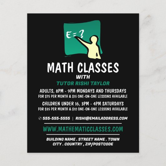 Mathematisch Logo, Wiskunde klassen Adverteren Flyer (Voorkant)