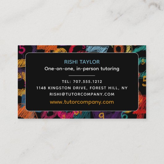 Mathemummer Design, Wiskunde Tutor, leraar Visitekaartje (Achterkant)