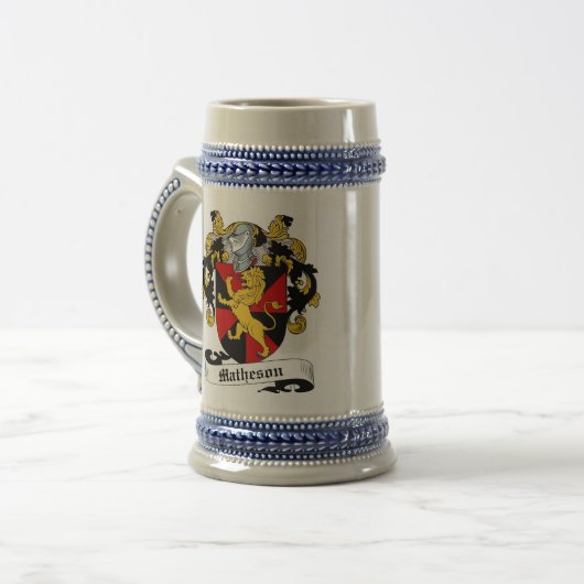 Matheson Coat of Arms Stein - Family Crest Bierpul (Voorkant links)