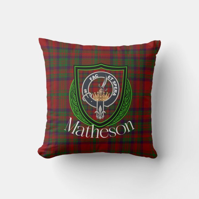 Matheson Schotse Clan Tartan & Crest Kussen (Voorkant)