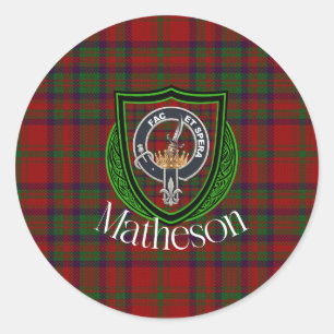 Matheson Schotse Clan Tartan & Crest Ronde Sticker