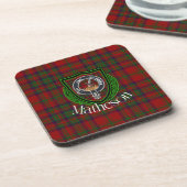 Matheson Scottish Clan Tartan & Crest Bier Onderzetter (Linkerzijde)