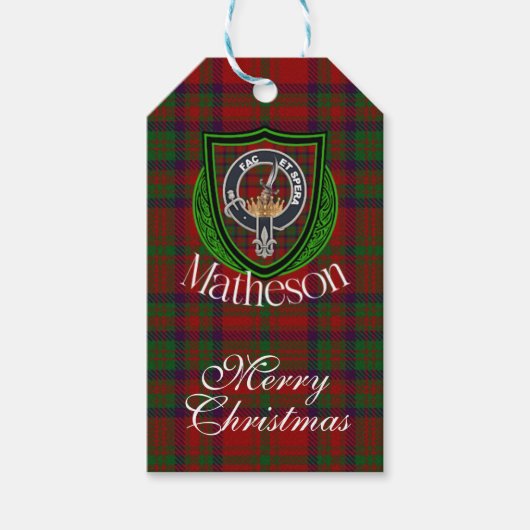 Matheson Scottish Clan Tartan & Crest Cadeaulabel (Voorkant)