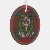Matheson Scottish Clan Tartan & Crest Glas Ornament (Voorkant Rechts)