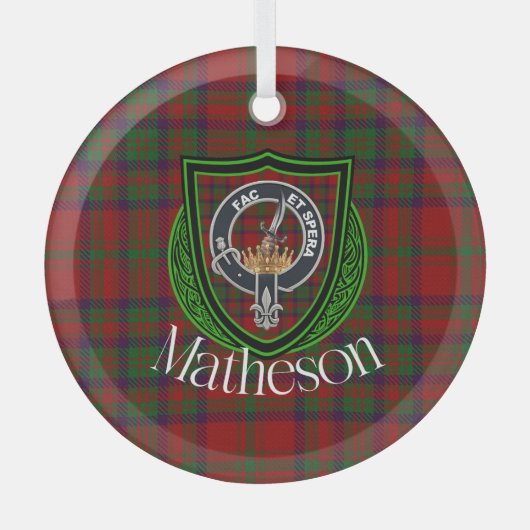 Matheson Scottish Clan Tartan & Crest Glas Ornament (Voorkant)