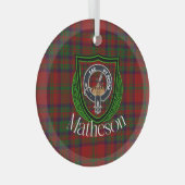 Matheson Scottish Clan Tartan & Crest Glas Ornament (Voorkant Rechts)