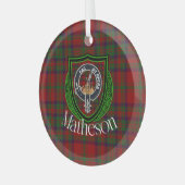 Matheson Scottish Clan Tartan & Crest Glas Ornament (Voorkant links)