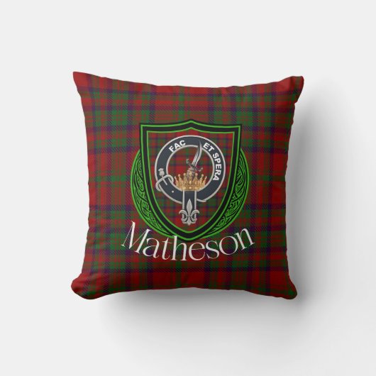 Matheson Scottish Clan Tartan & Crest Kussen (Voorkant)