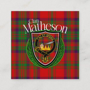 Matheson Scottish Clan Tartan & Crest Sierkussen Informatiekaartje