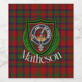 Matheson Scottish Clan Tartan & Crest Wijn Etiket (Enkel label)