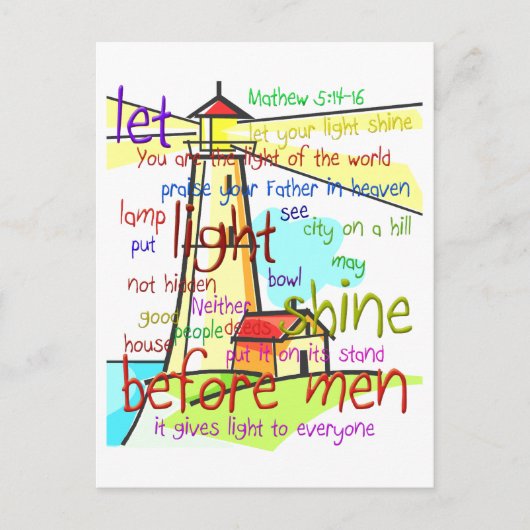 Mathew 5:14-16 vuurtoren 1 briefkaart (Voorkant)