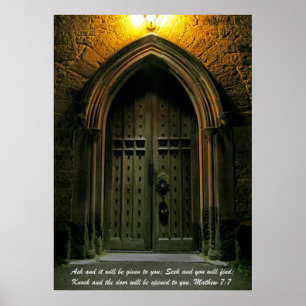 Mathew 7:7 Grote deur Poster