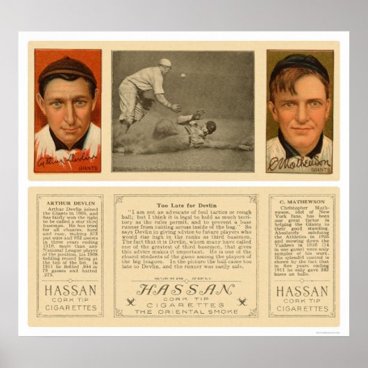 Mathewson Devlin Giants Baseball 1912 Poster (Voorkant)