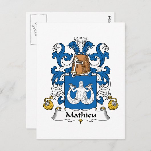Mathieu Family Crest Briefkaart (Voorkant / Achterkant)