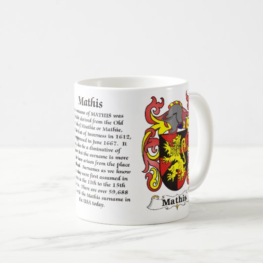 Mathis Family Coat of Arms mok (Voorkant rechts)