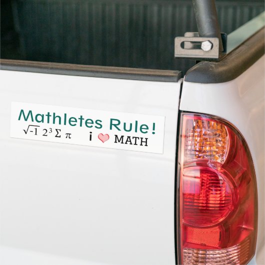 Mathletes Rule I Love Wiskunde i sum pi Fun Bumpersticker (Op Truck)
