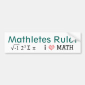 Mathletes Rule I Love Wiskunde i sum pi Fun Bumpersticker (Voorkant)