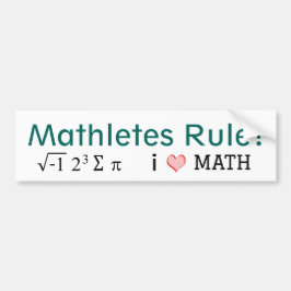 Mathletes Rule I Love Wiskunde i sum pi Fun Bumpersticker