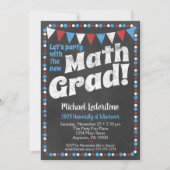 Mathmatics Graduy Party Invitation Red Blue Kaart (Voorkant)
