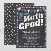 Mathmatics Graduy Party Invitation Red Blue Kaart (Voorkant / Achterkant)