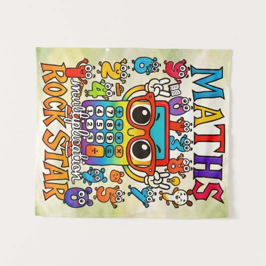 Maths Multiplication Rockstar Cute Poster for Kids Wandkleed (Voorkant (horizontaal))