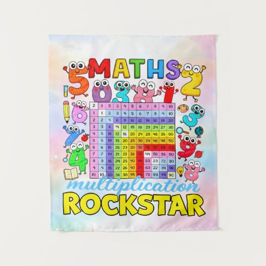 Maths Multiplication Rockstar Number Day Design Wandkleed (Voorkant)