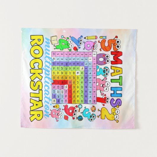 Maths Multiplication Rockstar Number Day Design Wandkleed (Voorkant (horizontaal))