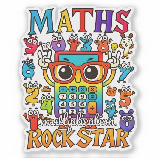 Maths Rock Star Cute Math Sticker for Kids (Voorkant)